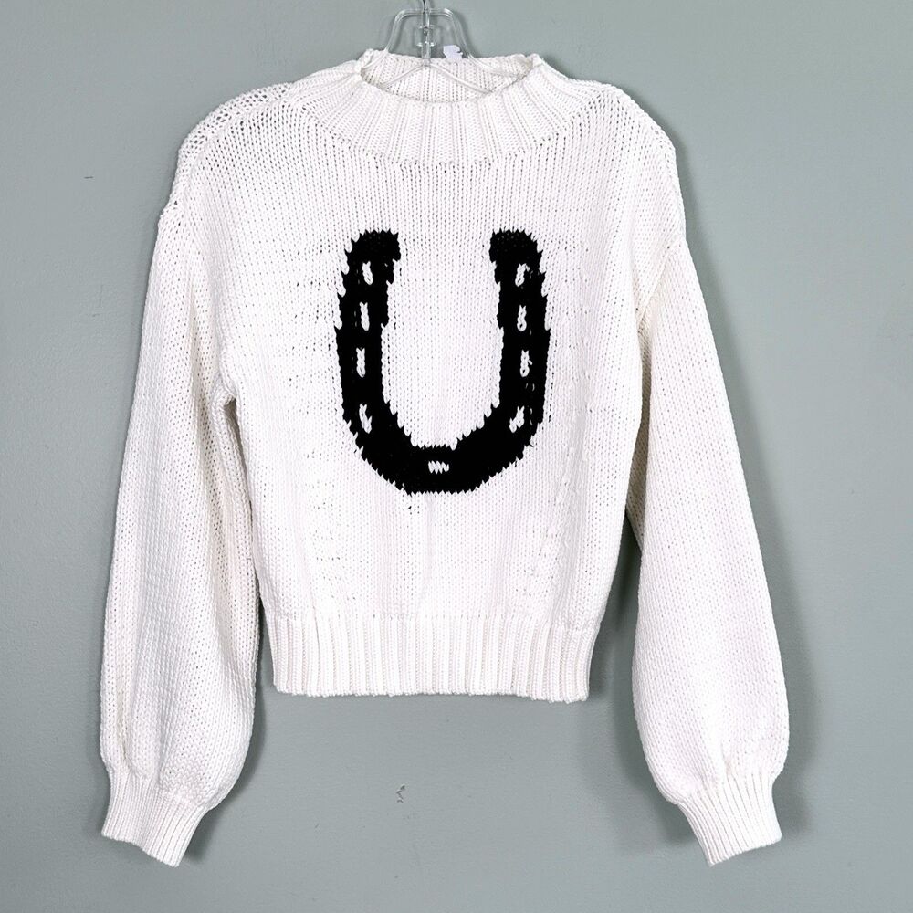 Maeve Anthropologie Horseshoe Sweater Womens Small Chunky Knit Cotton Blend